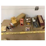 Vintage cookie press, canning lids, meat grinder