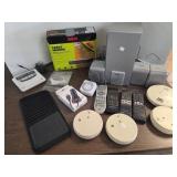 Vintage electronics, weather radio, smoke