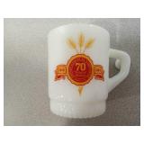 Milk Glass Coffee Mug, Farmers Elevator Co, 70