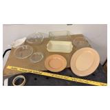 Kitchen glassware, dishes, one fire king one