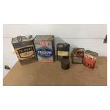 Vintage automotive shop product cans, see