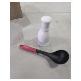 Kitchen chopper and soup spoon