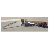 Ertl diecast truck, trailer, and bucket loader,