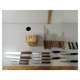 Assorted Knives  & Knife Block