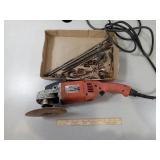 Milwaukee 7" Sander, assorted Long Drill Bits,