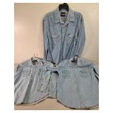 Wrangler denim pearl snap vintage shirts, XL?