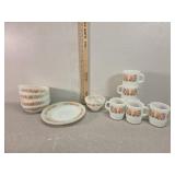 Thermocnsa milk glass dish set, orange tulips