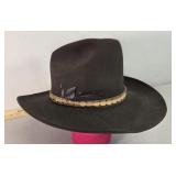 Vtg 7 1/4 Stetson XXX felt hat with custom band