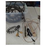 Assorted power cords, extension cords, power