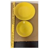 2 yellow Fiesta plates, one 7 in, one 10 1/2 in,