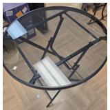 > folding Glass top table 28" diameter