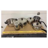 Lot of Revere ware pots, pans & percolator