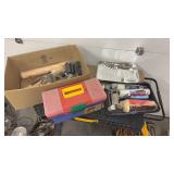 Painting supplies, plastic toolbox