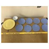 Vintage Hazel Atlas dishes, 8 saucers, 1 9ï¿½