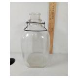 Glass Milk Bottle, with Metal Handle, One Gallon
