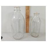 2- Meadow Gold Glass Milk Bottles, One Half