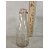 Blue Ribbon Creamery, embossed quart glass milk