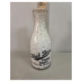 Black Bros dairy, cow, color label quart glass