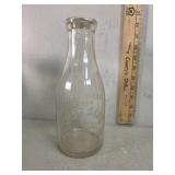 Evers dairy, Luarel NE, embossed quart glass milk