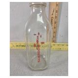 Roberts quart milk bottle glass color label