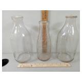 3- Glass Milk Bottles,  2- One Half Gallon, No
