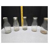 1pt milk bottles different dairies