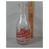 Adams Pasteurized Milk, Rawlings WYO. Glass Milk