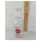 Roberts Cream Top Glass Milk Bottle,  One Quart