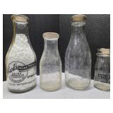 Delaware Dairies milk bottles, quart, pint, 1/2