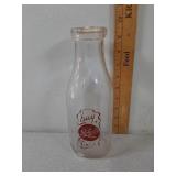 Roberts Glass Milk Bottle, One Quart, Color Label