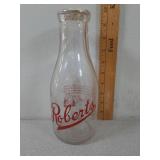 Roberts Glass Milk Bottle, One Quart,  Color