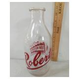 Roberts, V For Victory Glass Milk Bottle, One