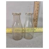 Fairmont pint embosed glass milk bottles
