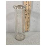 3c store bottle embossed half pint, odd shape,