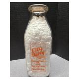 City Dairy 1qt milk bottle Two Rivers WI.