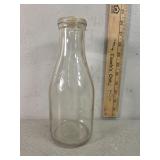 Blue Valley embossed quart glass milk bottle