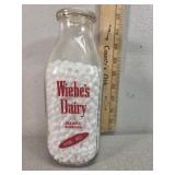 Wiebes dairy, Beatrice NE quart glass milk bottle