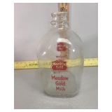 Meadow gold, gal milk bottle applied color label