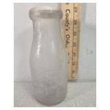Glamito embossed pint glass milk bottle