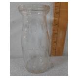 LK Dairy.  Embossed glass Milk Bottle half pint