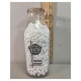 Quality dairy, Fremont NE, quart glass milk