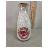 Walla-walla 8c bottle, color label quart glass