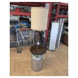>Meadow Gold cream can, table and lamp, 60" tall