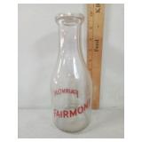 Fairmont Glass Milk Bottle,  One Quart,  Color