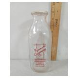 Farmers Creamery Co. One Quart Glass Milk Bottle