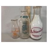 3 NH glass milk bottles, Dimond in Salem, Giles