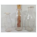3- Glass Milk Bottles,  2- Quarts, 1- Pint,