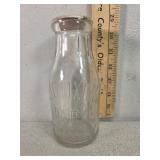 J.D.Broxham dairy embossed pint glass milk bottle