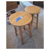 2 wood bar stools