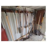 Garden tools - shovels, post hole diggers, rakes